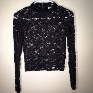 $1 Black Full Lace Crochet Top